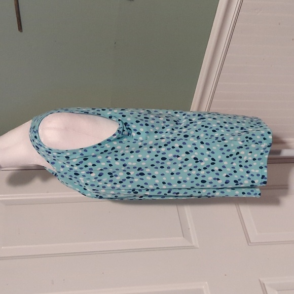 Liz Claiborne Large Sleeveless Teal Dots Tank Top - Picture 4 of 9